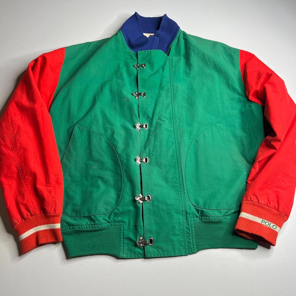 80s Vintage Polo Ralph Lauren Hook Jacket Green Red Colorblock Medium